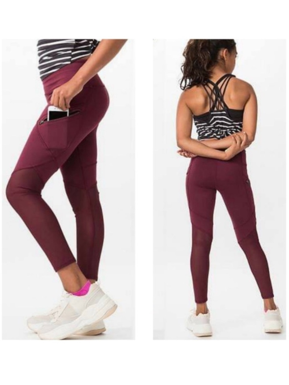 Ivivva Lululemon Clearly Breezy Pant Burgundy Mesh Pockets Sz 12 Activewear Kids